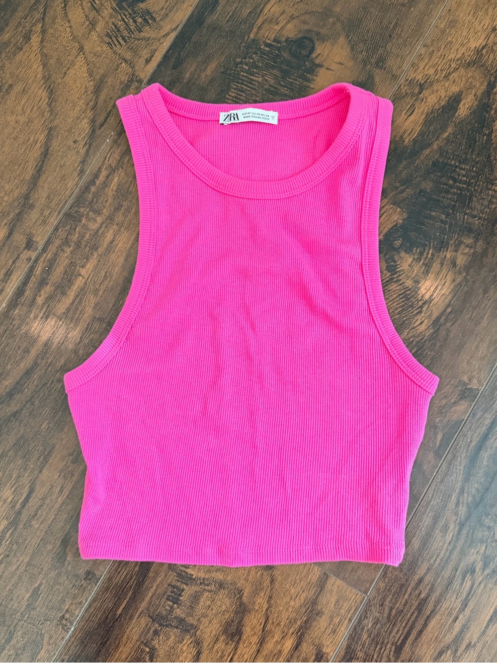 Zara Hot Pink Ribbed Crop Tank Top